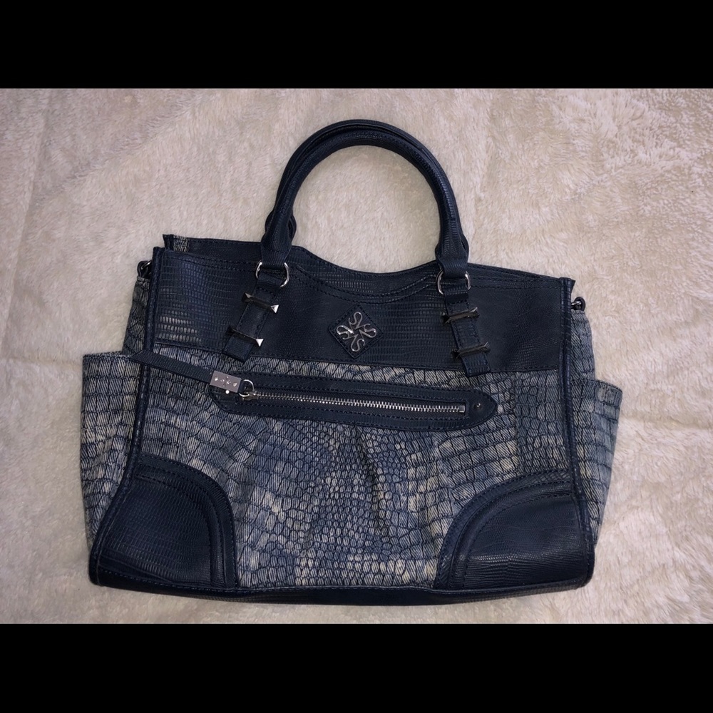 Faux Blue Snakeskin Purse